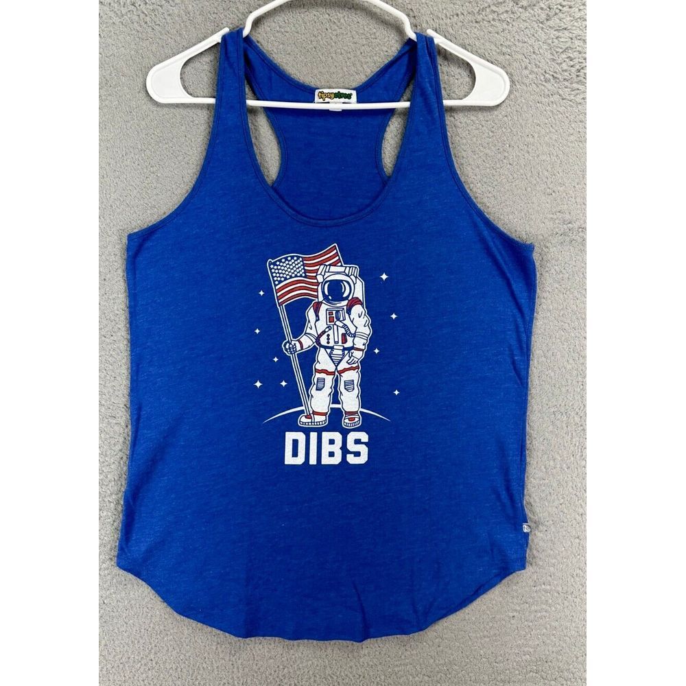 Tipsy Elves Shirt Adult Large L Blue Dibs Tank Top Training Workout Outdoor Mens